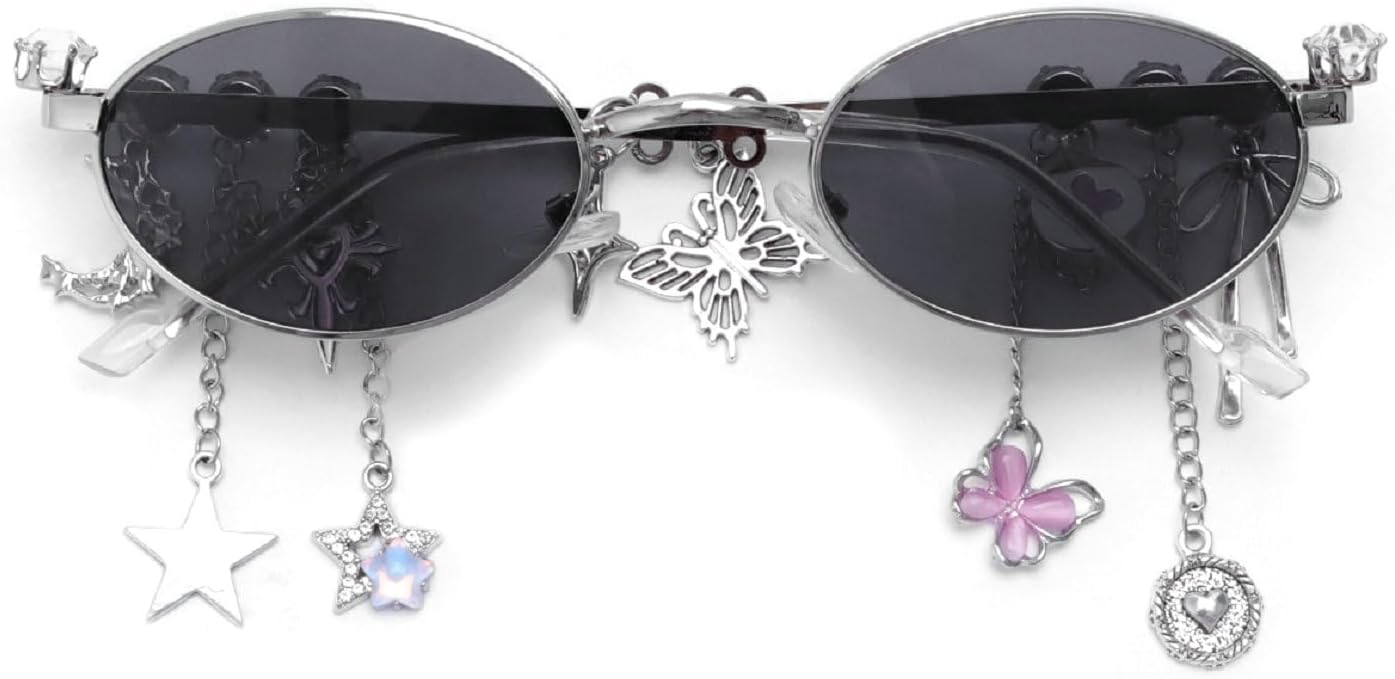 Женские овальные солнцезащитные очки со стразами, металлическая оправа, модные очки с бриллиантовым кулоном, в стиле панк, защита от ультрафиолета UV400 75072 Melrose, Silver Grey
Женские овальные солнцезащитные очки со стразами, металлическая оправа, модные очки с бриллиантовым кулоном, в стиле панк, защита от ультрафиолета UV400 75072 Melrose, Silver Grey