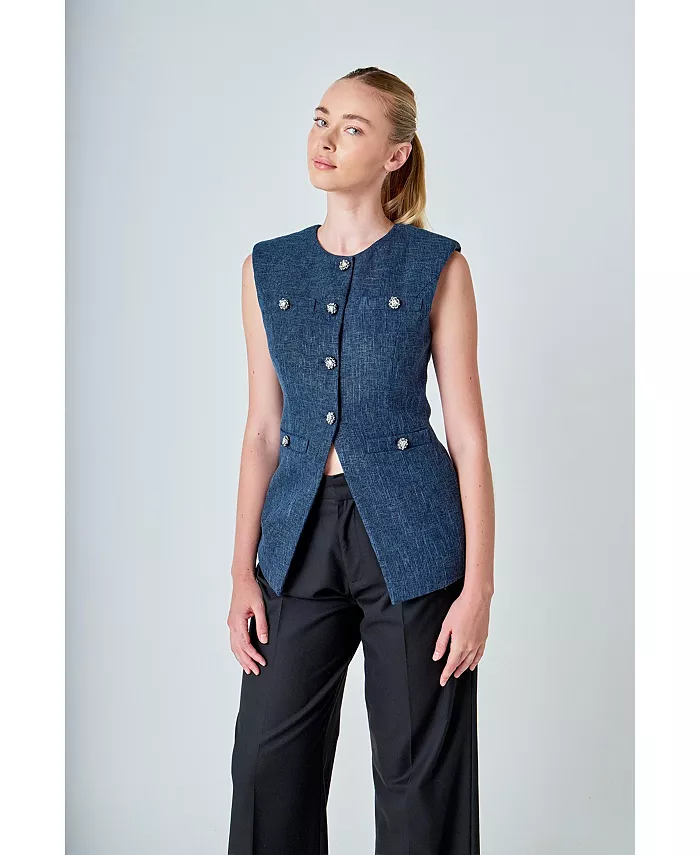 Женский длинный жилет из фактурной ткани Endless Rose, синий
Женский длинный жилет из фактурной ткани Endless Rose, синий