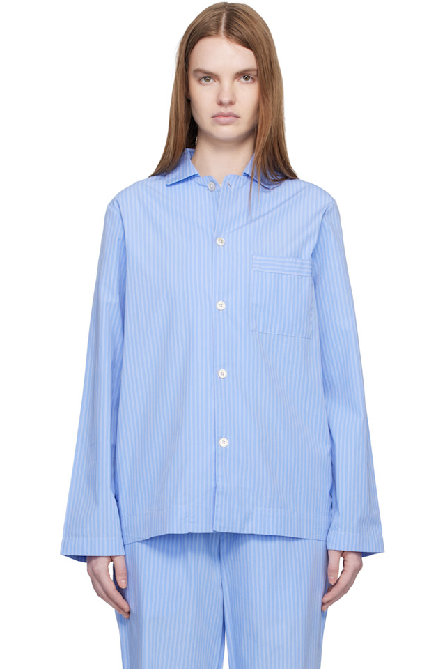 Tekla Синяя пижамная рубашка из поплина с длинными рукавами
Tekla Синяя пижамная рубашка из поплина с длинными рукавами