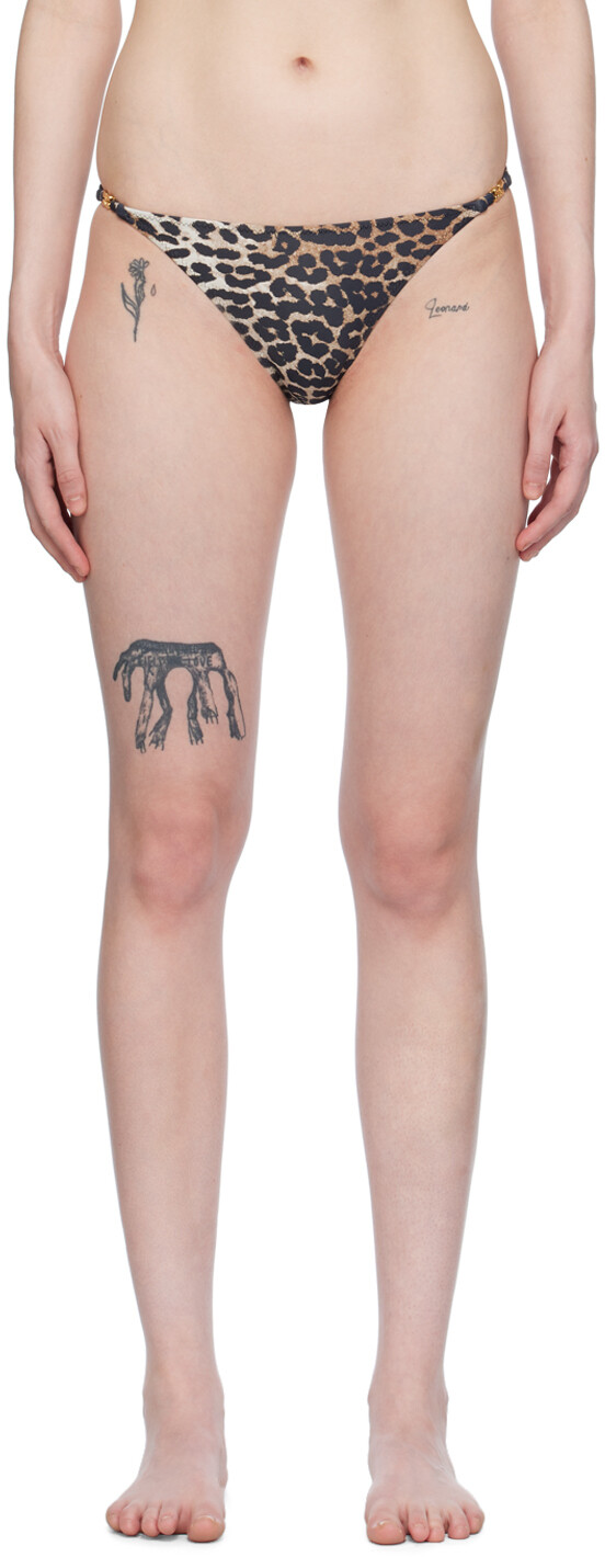 Плавки бикини с коричневой эмблемой GANNI
Плавки бикини с коричневой эмблемой GANNI