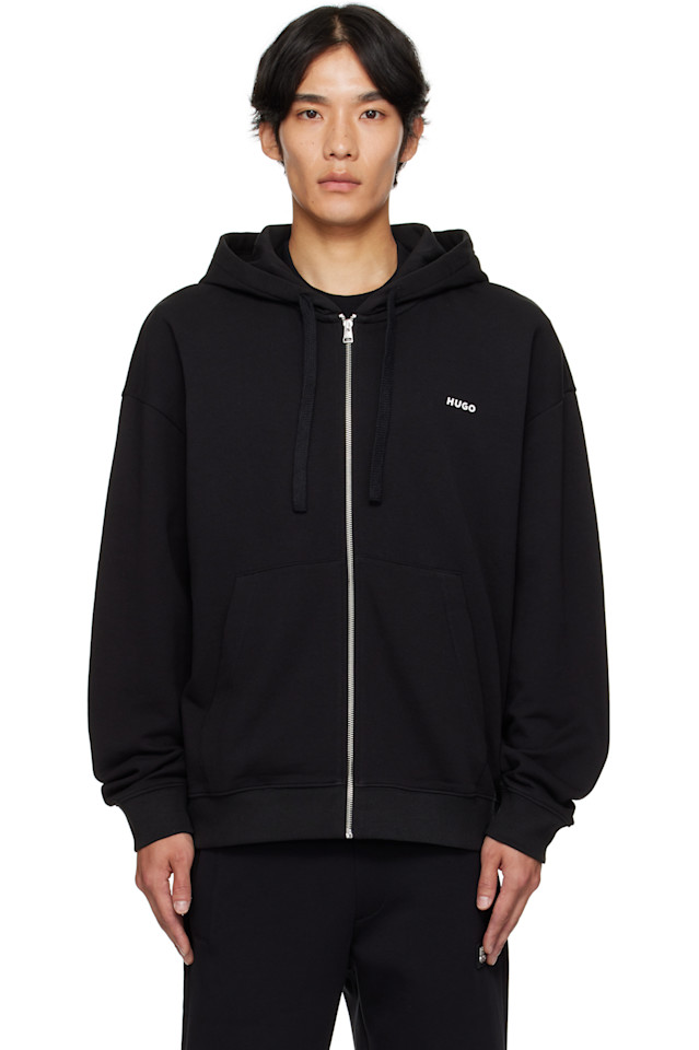 Хлопковый худи на молнии свободного кроя с махровой подкладкой Hugo, черный
Хлопковый худи на молнии свободного кроя с махровой подкладкой Hugo, черный