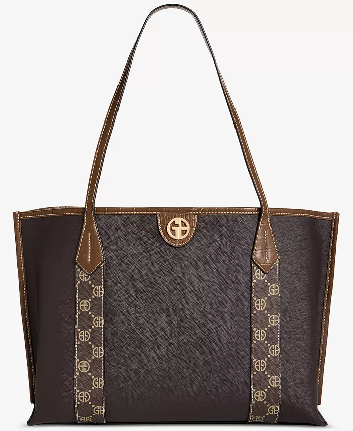 Сумка-тоут большого размера с монограммой Giani Bernini, коричневый
Сумка-тоут большого размера с монограммой Giani Bernini, коричневый