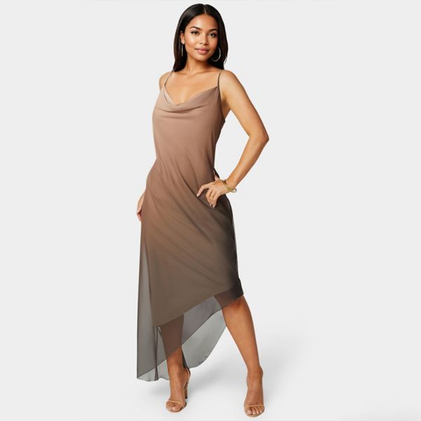 Женское асимметричное шифоновое платье с эффектом омбре Bebe, коричневый
Женское асимметричное шифоновое платье с эффектом омбре Bebe, коричневый