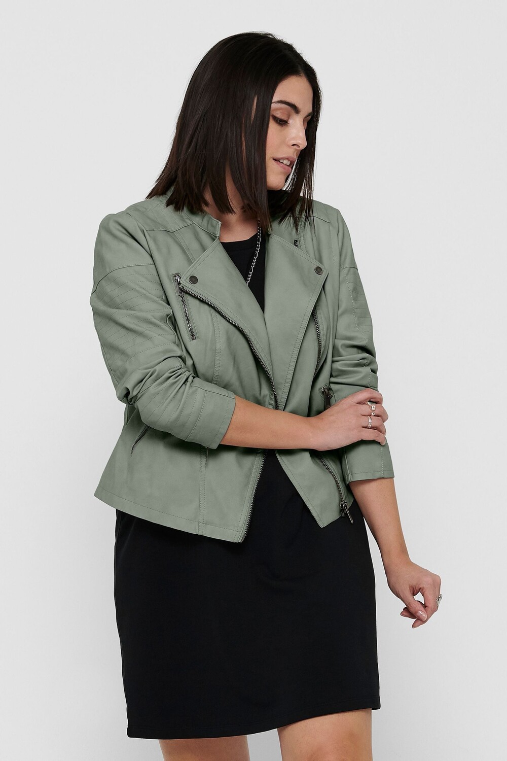 Байкерская куртка без воротника Only Curve, зеленый
Байкерская куртка без воротника Only Curve, зеленый