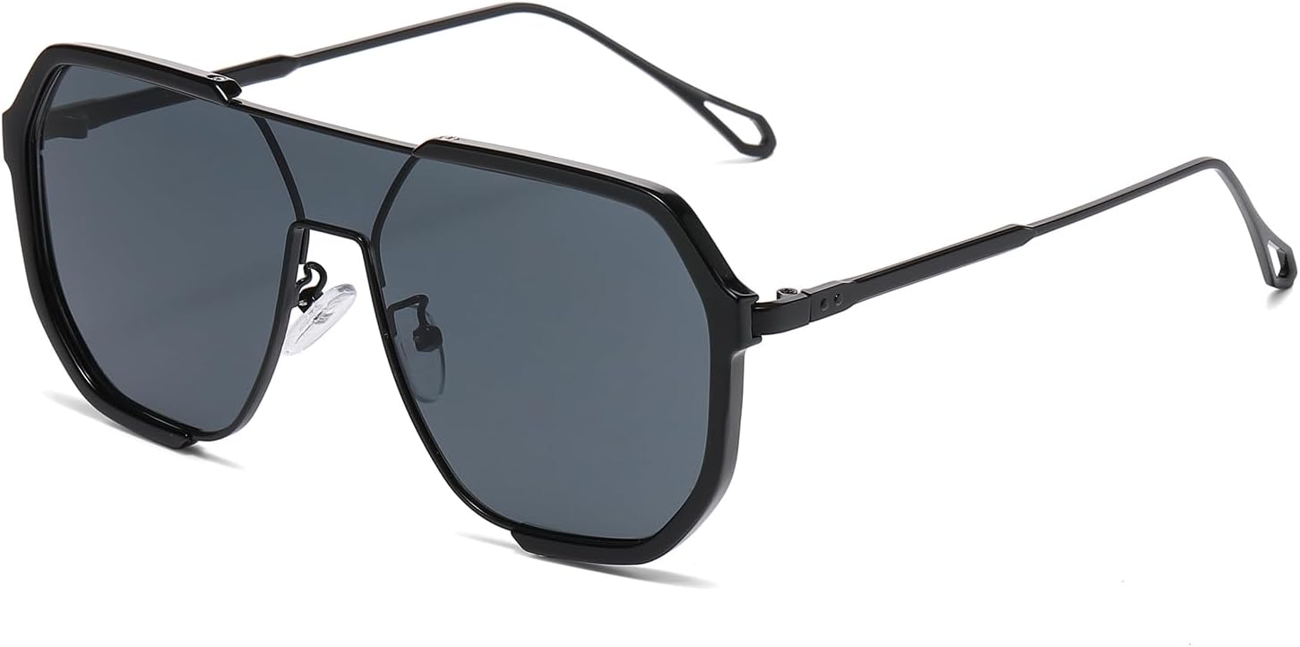 Солнцезащитные очки LJCZKA увеличенного размера в стиле «пилот» для женщин и мужчин, ретро-стиль 70-х, двойная перемычка, модная квадратная металлическая оправа, цельные очки, Black Black Grey
Солнцезащитные очки LJCZKA увеличенного размера в стиле «пилот» для женщин и мужчин, ретро-стиль 70-х, двойная перемычка, модная квадратная металлическая оправа, цельные очки, Black Black Grey