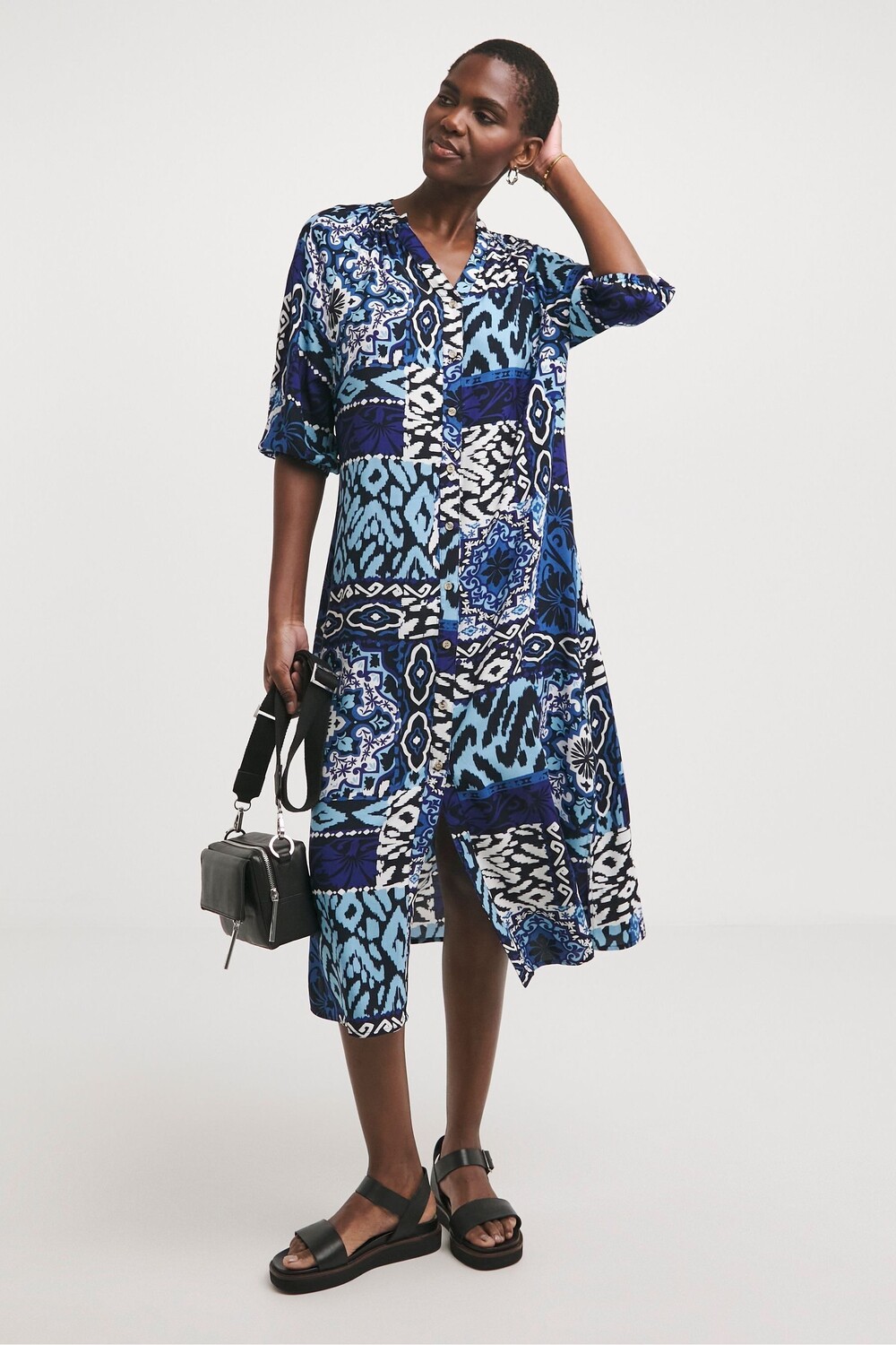 Платье-Кафтан с принтом Jd Williams, синий 
Платье-Кафтан с принтом Jd Williams, синий