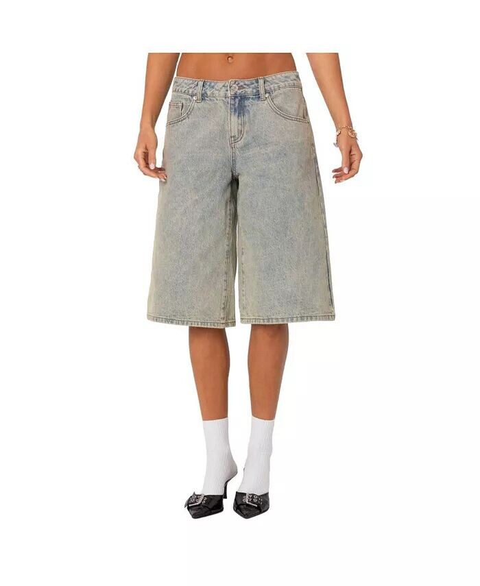 Женские сверхдлинные джинсовые шорты-бермуды кислотной стирки Edikted, синий
Женские сверхдлинные джинсовые шорты-бермуды кислотной стирки Edikted, синий