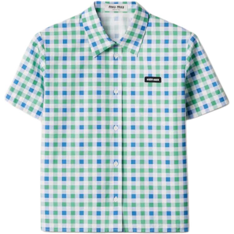 MIU MIU Рубашка SS25 женская белая+зеленая
MIU MIU Рубашка SS25 женская белая+зеленая