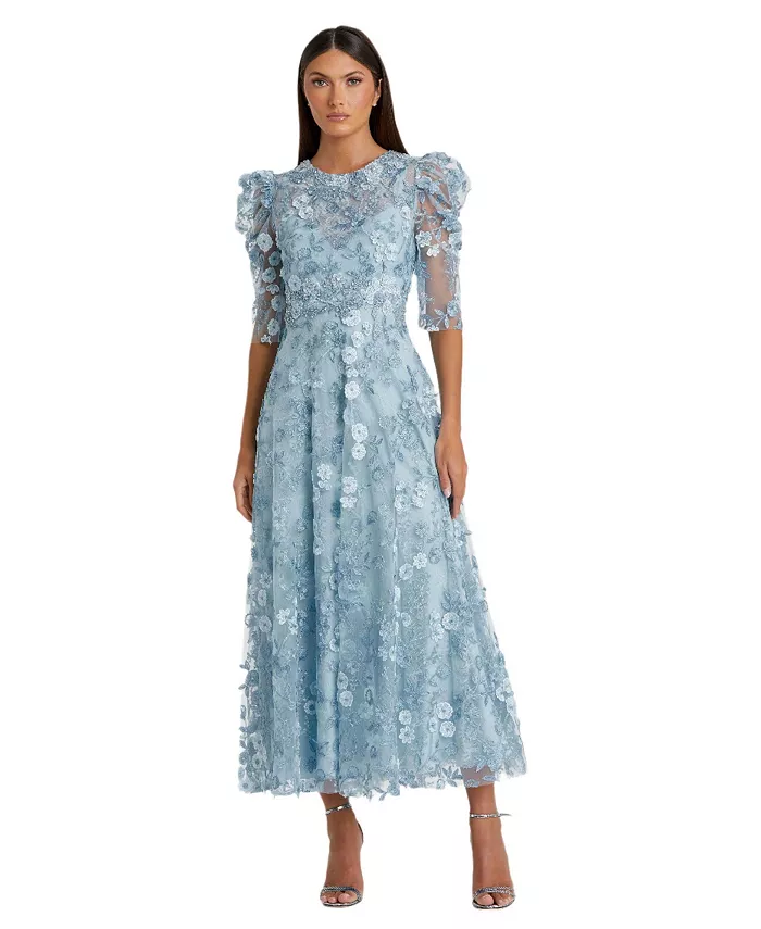 Женское платье приталенного силуэта с аппликацией, высоким воротником и пышными рукавами Mac Duggal, синий
Женское платье приталенного силуэта с аппликацией, высоким воротником и пышными рукавами Mac Duggal, синий