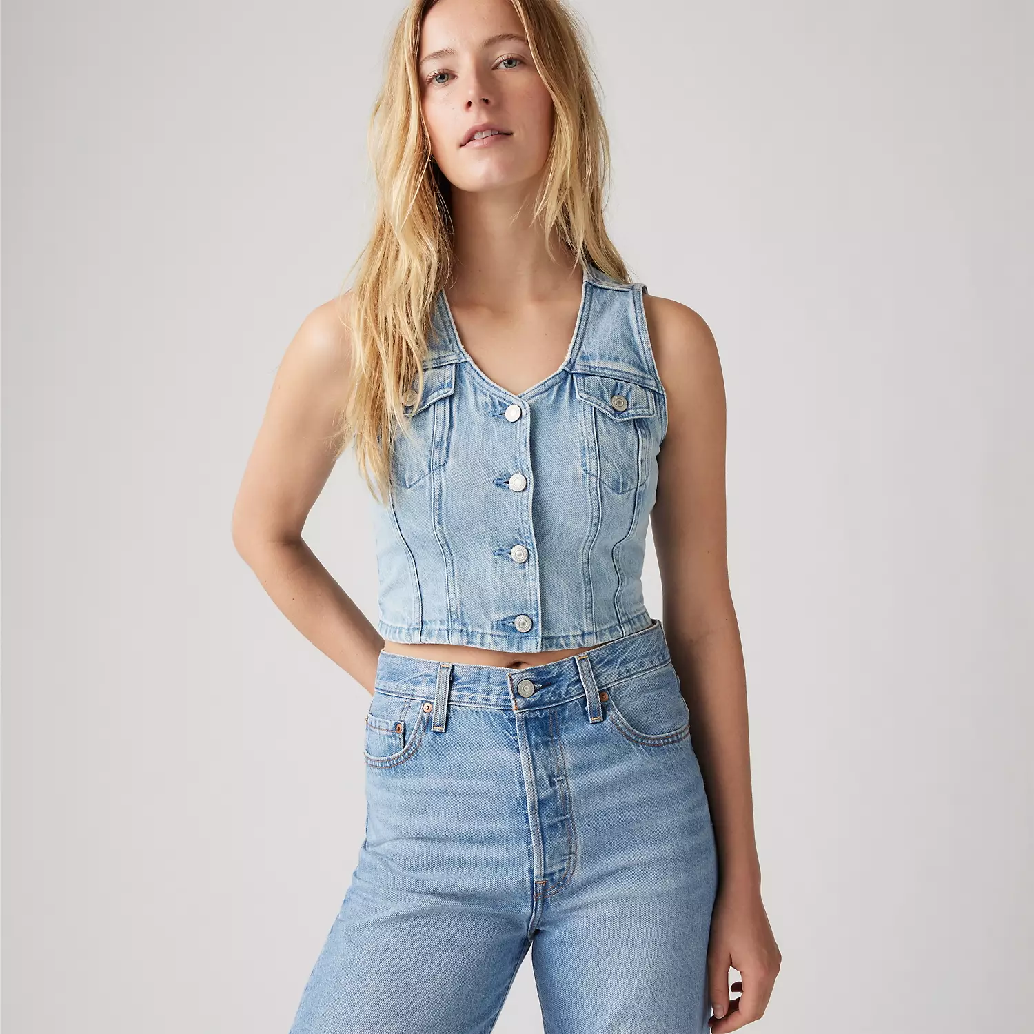 Корсетный топ из денима Bella Levi's, цвет I Will - Medium Wash 
Корсетный топ из денима Bella Levi's, цвет I Will - Medium Wash