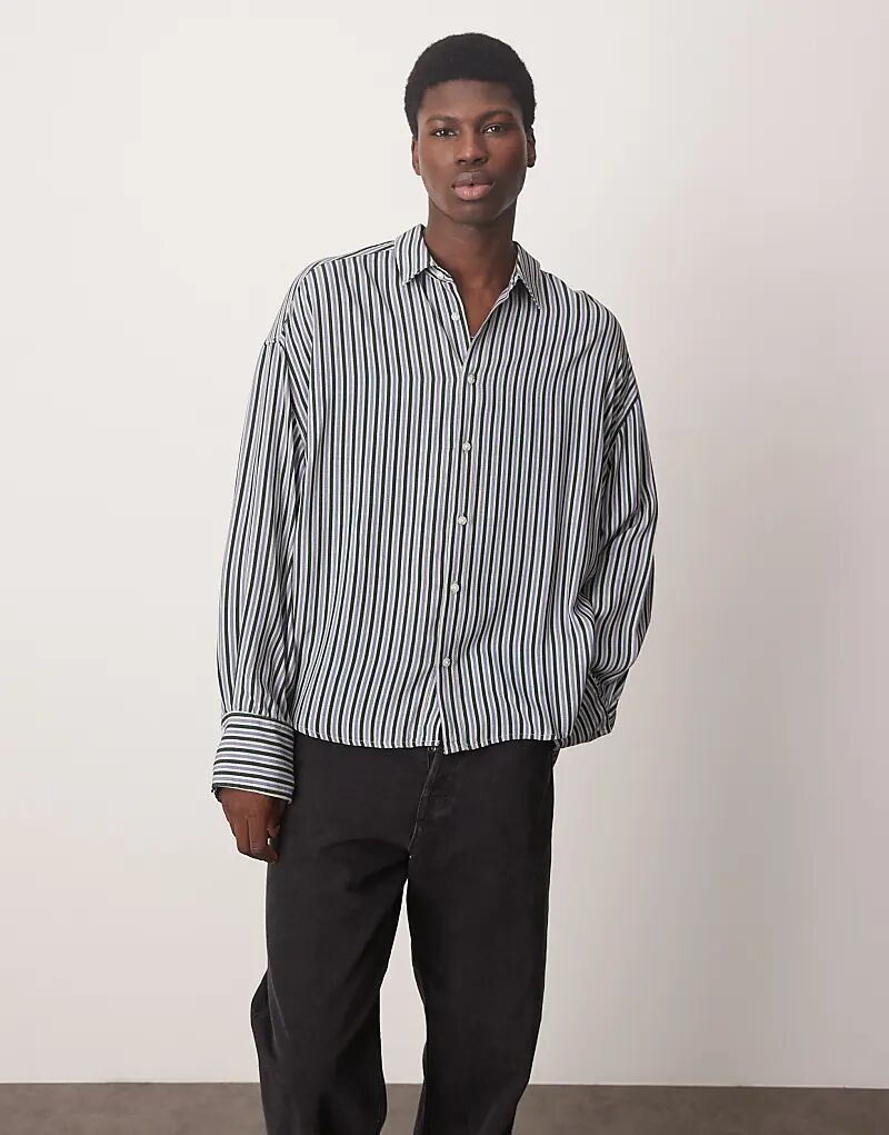 Объемная рубашка оверсайз с мешковатыми рукавами в сине-зеленую полоску ASOS DESIGN
Объемная рубашка оверсайз с мешковатыми рукавами в сине-зеленую полоску ASOS DESIGN