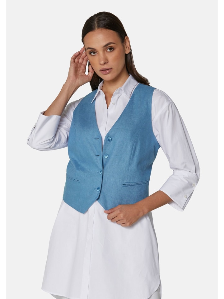 MADELEINE Короткий льняной жилет светло-кобальтово-синего цвета
MADELEINE Короткий льняной жилет светло-кобальтово-синего цвета