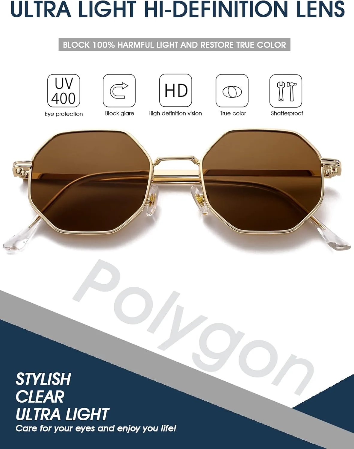 Солнцезащитные очки PORADAY квадратной формы для женщин и мужчин, ретро восьмиугольные металлические солнцезащитные очки, винтажные многоугольные очки, A2 Gold/Brown
Солнцезащитные очки PORADAY квадратной формы для женщин и мужчин, ретро восьмиугольные металлические солнцезащитные очки, винтажные многоугольные очки, A2 Gold/Brown