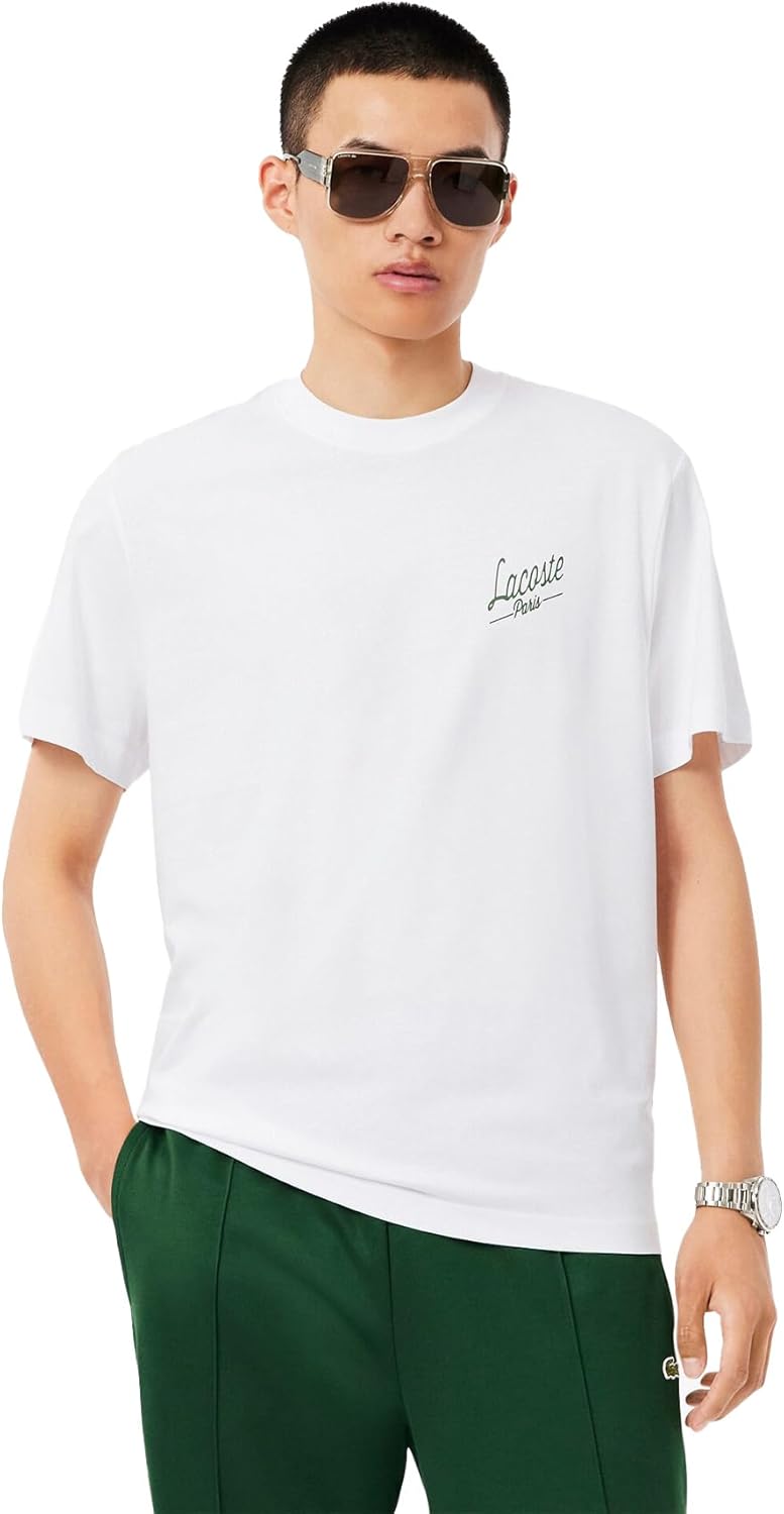 Мужская повседневная (официальная) футболка Lacoste Paris с принтом на спине, белый
Мужская повседневная (официальная) футболка Lacoste Paris с принтом на спине, белый