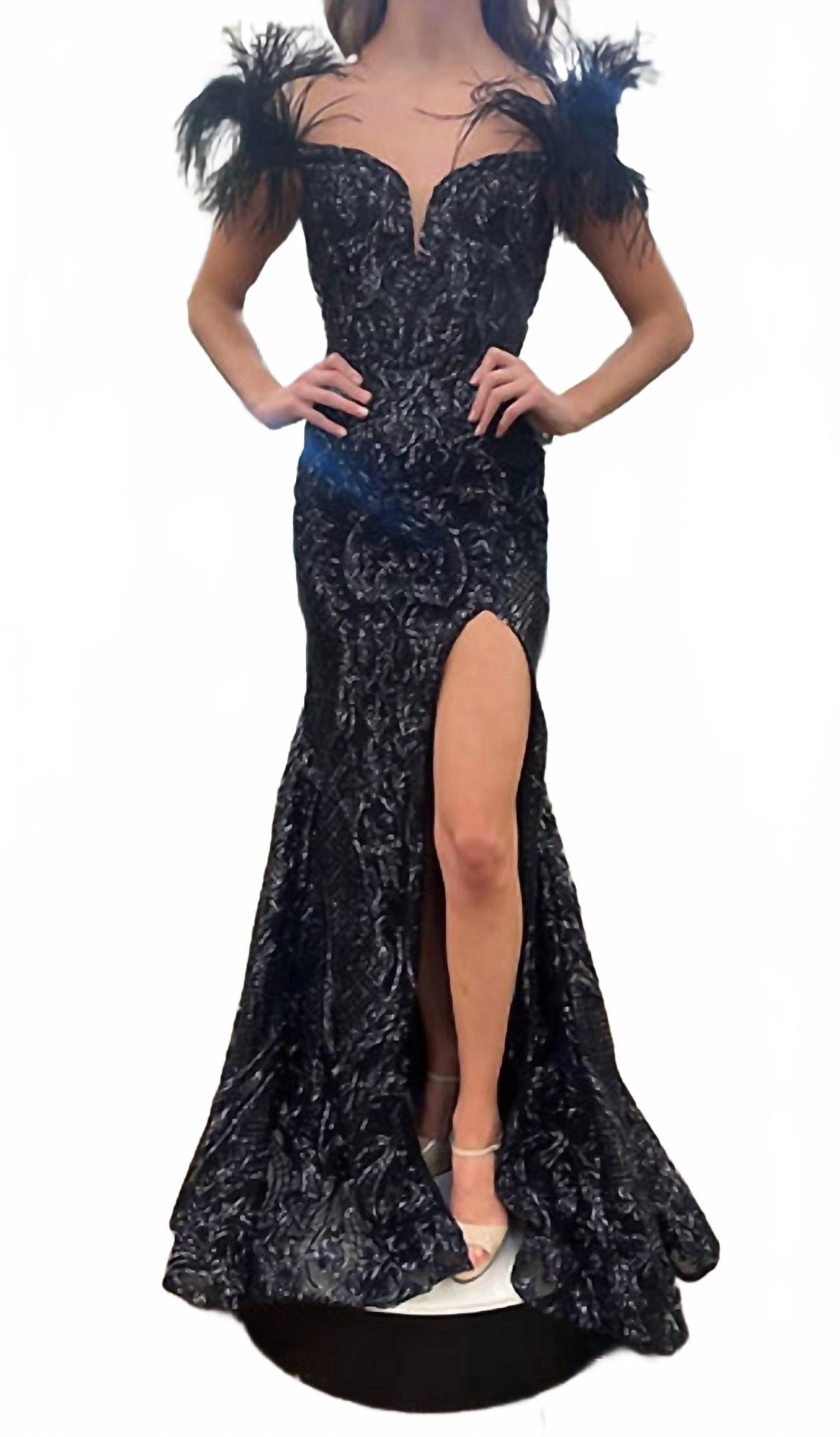 Черное платье с пайетками и перьями Ava Presley
Черное платье с пайетками и перьями Ava Presley