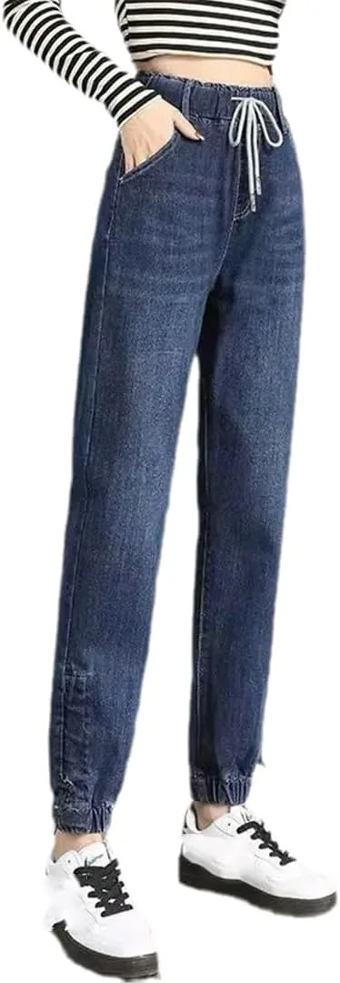 Джинсы-джоггеры с кулиской и потертостями
Джинсы-джоггеры с кулиской и потертостями