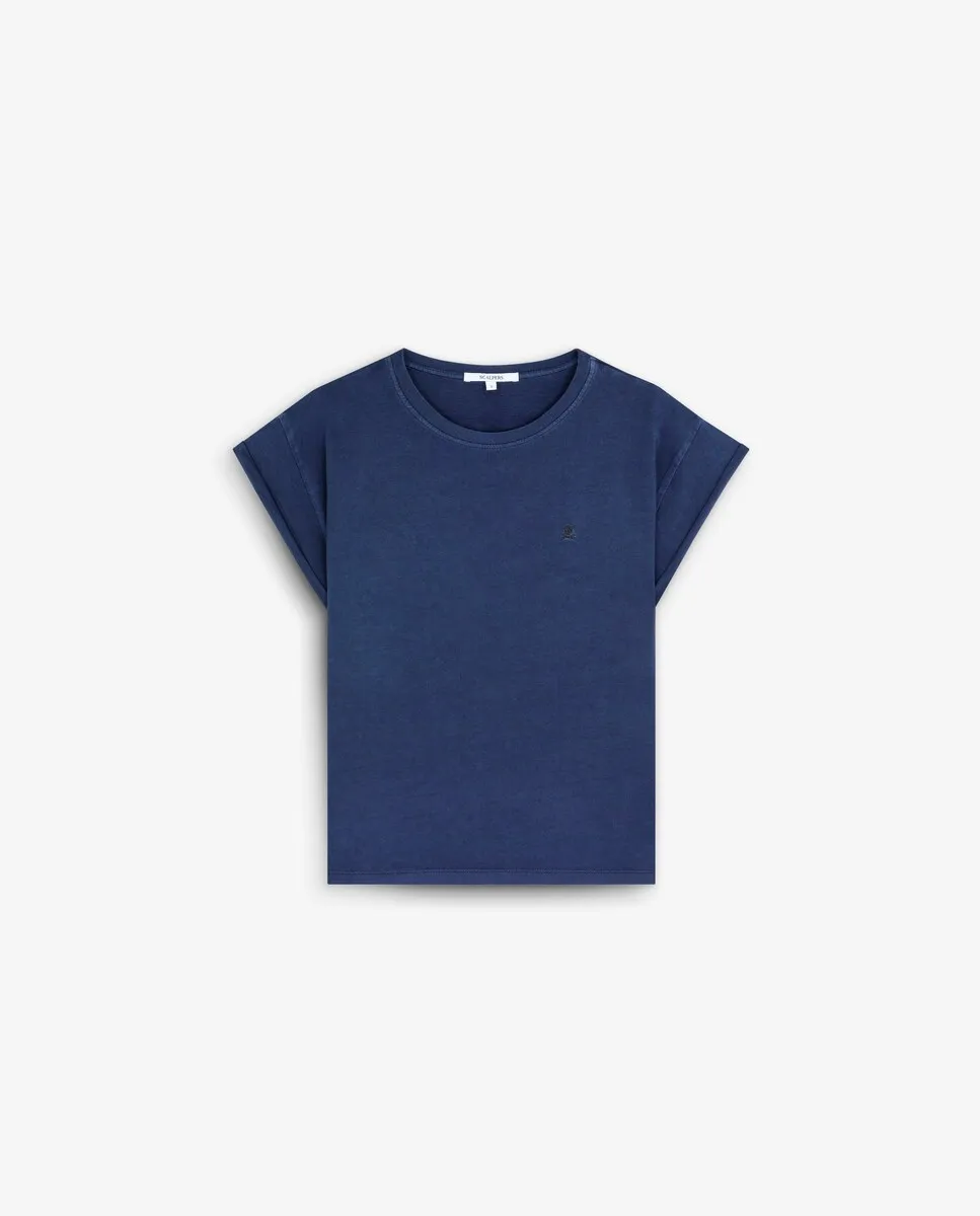 Базовая женская хлопковая футболка с вышитым логотипом Scalpers, синий
Базовая женская хлопковая футболка с вышитым логотипом Scalpers, синий