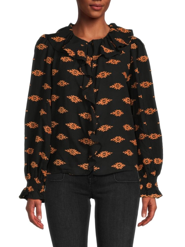 Топ с рюшами и принтом Nessa Rhode, цвет Ikat Clip 
Топ с рюшами и принтом Nessa Rhode, цвет Ikat Clip