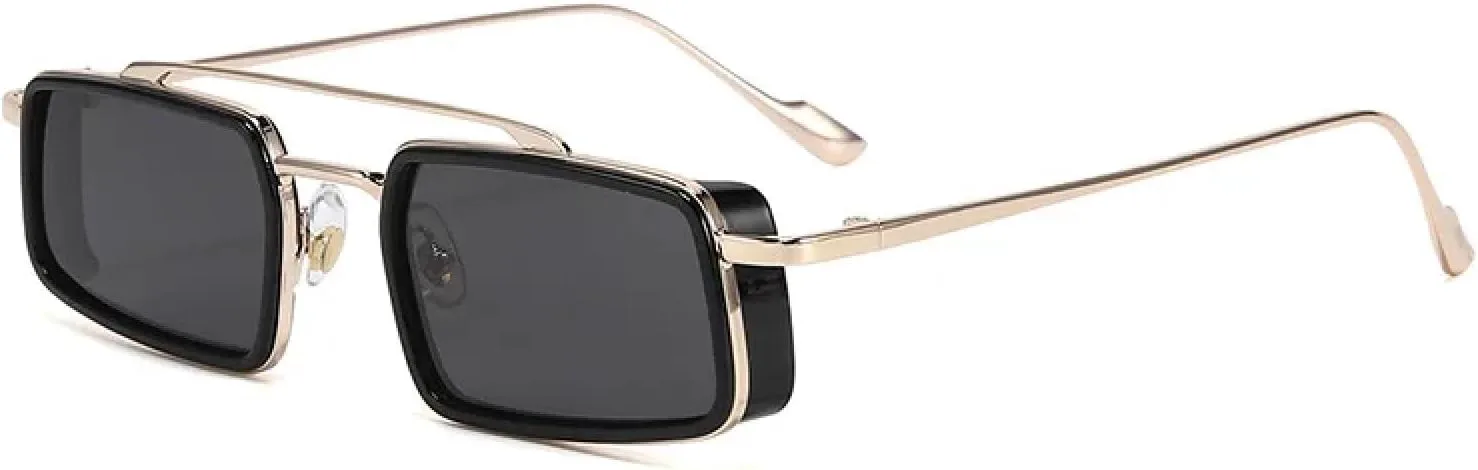 Модные панк-солнцезащитные очки с двойной перемычкой, трендовые маленькие прямоугольные солнцезащитные очки с защитой от УФ-излучения UV400 TKKTLLT, Golden Grey
Модные панк-солнцезащитные очки с двойной перемычкой, трендовые маленькие прямоугольные солнцезащитные очки с защитой от УФ-излучения UV400 TKKTLLT, Golden Grey