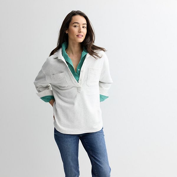Женский пуловер с воротником из френч терри Sonoma Goods For Life, Dapple Grey Heather
Женский пуловер с воротником из френч терри Sonoma Goods For Life, Dapple Grey Heather