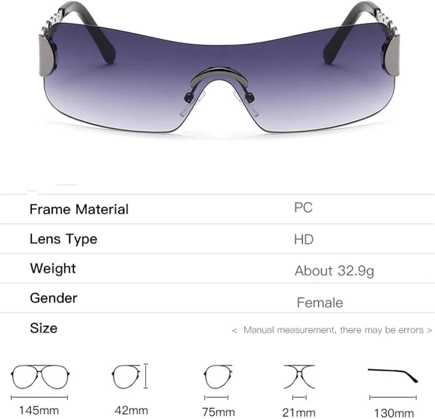 Солнцезащитные очки без оправы прямоугольной формы для женщин, винтажные, в стиле панк, популярные, с заклепками, в форме круга, роскошные очки TYUVIVO, Gray
Солнцезащитные очки без оправы прямоугольной формы для женщин, винтажные, в стиле панк, популярные, с заклепками, в форме круга, роскошные очки TYUVIVO, Gray