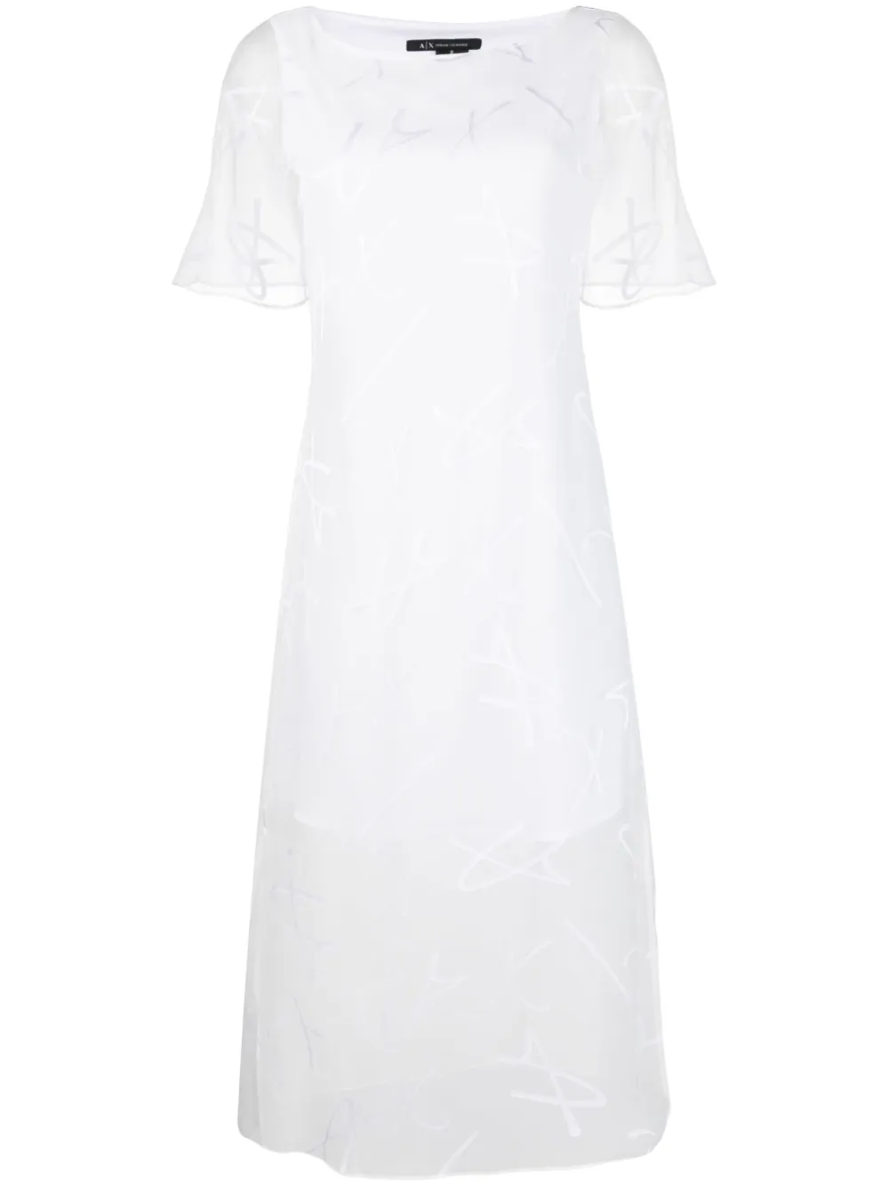 Платье миди с полупрозрачным слоем Armani Exchange, белый
Платье миди с полупрозрачным слоем Armani Exchange, белый