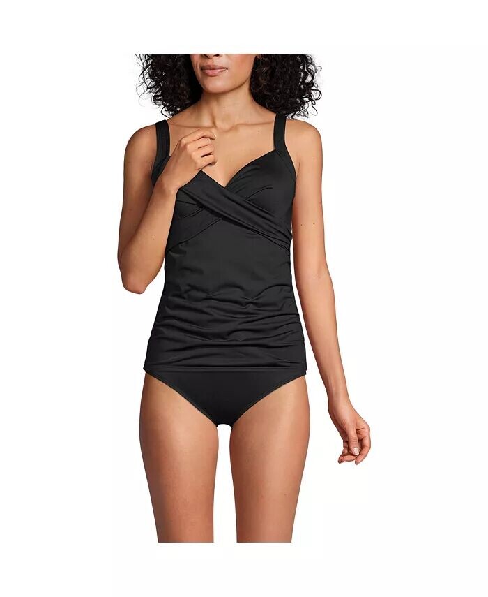 Миниатюрный купальник-танкини на косточках с запахом и V-образным вырезом, верх с регулируемыми бретелями Lands' End, черный
Миниатюрный купальник-танкини на косточках с запахом и V-образным вырезом, верх с регулируемыми бретелями Lands' End, черный