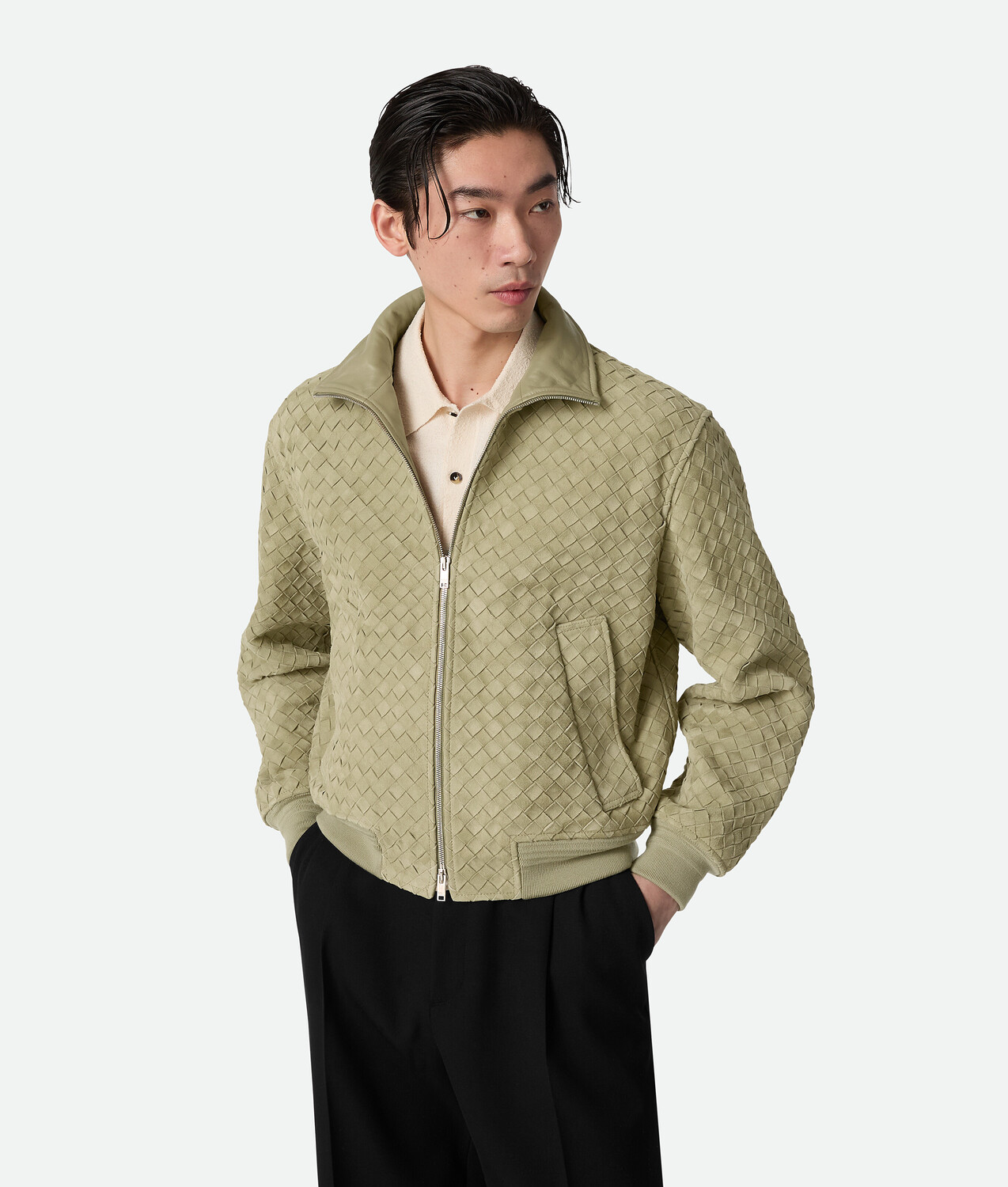 Intrecciato suede leather blouson BOTTEGA VENETA, травертин
Intrecciato suede leather blouson BOTTEGA VENETA, травертин