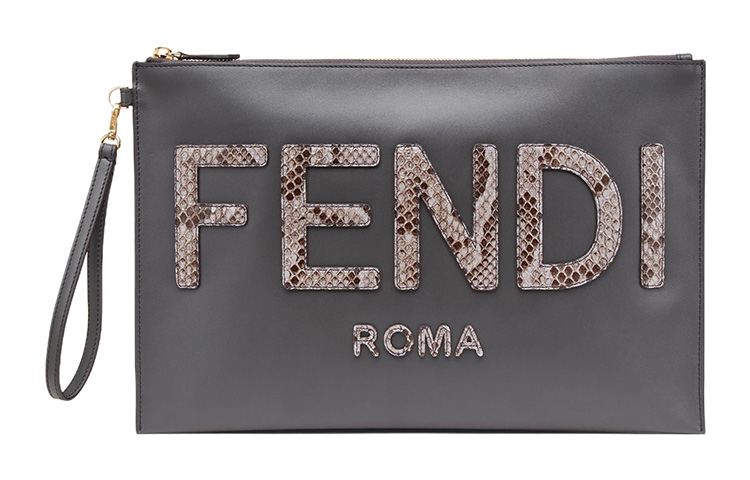 FENDI Женская большая клатч из телячьей кожи с крокодиловым принтом темно-серого цвета
FENDI Женская большая клатч из телячьей кожи с крокодиловым принтом темно-серого цвета