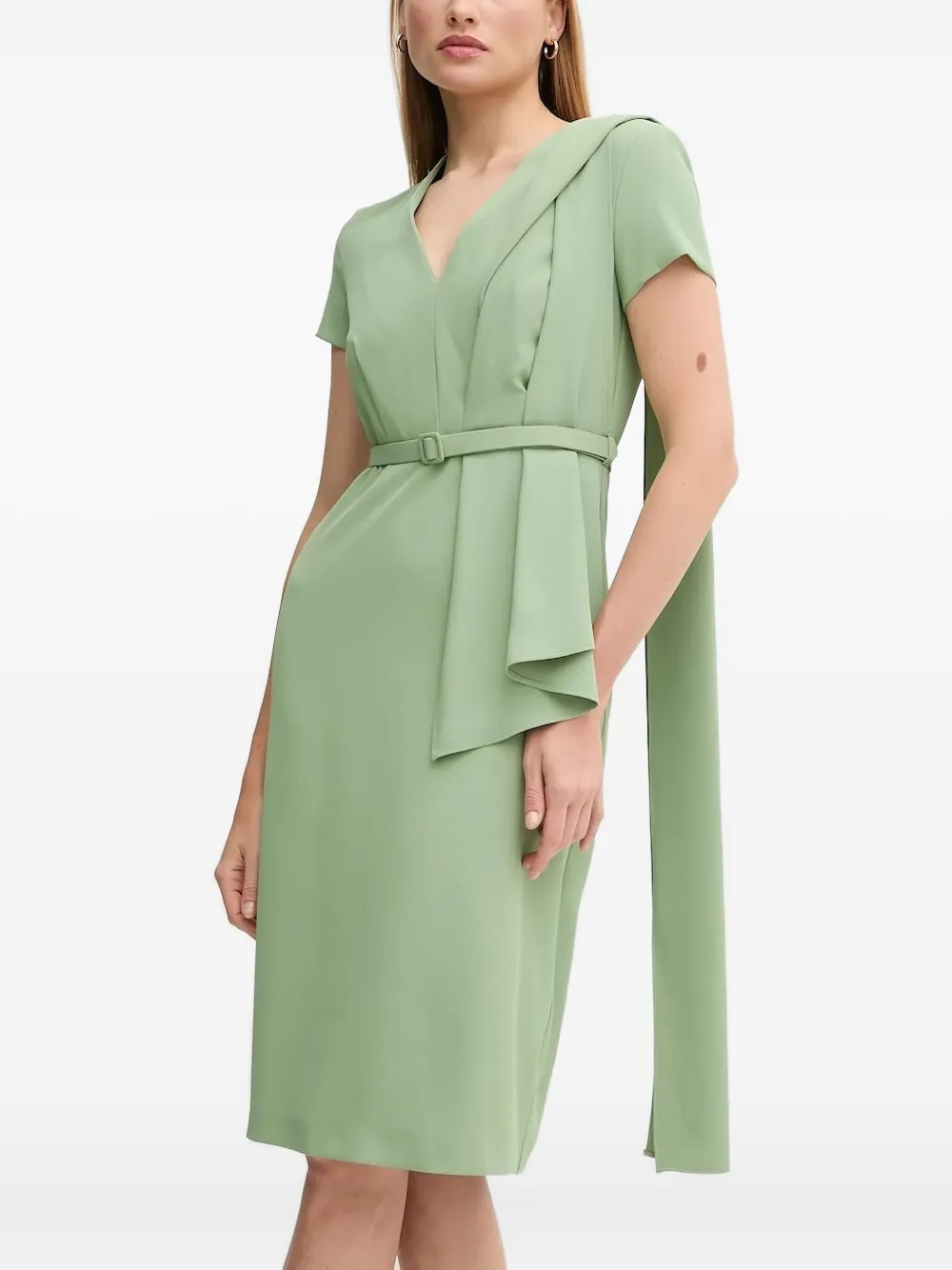 Платье миди с V-образным вырезом и поясом Sandro Ferrone, зеленый
Платье миди с V-образным вырезом и поясом Sandro Ferrone, зеленый