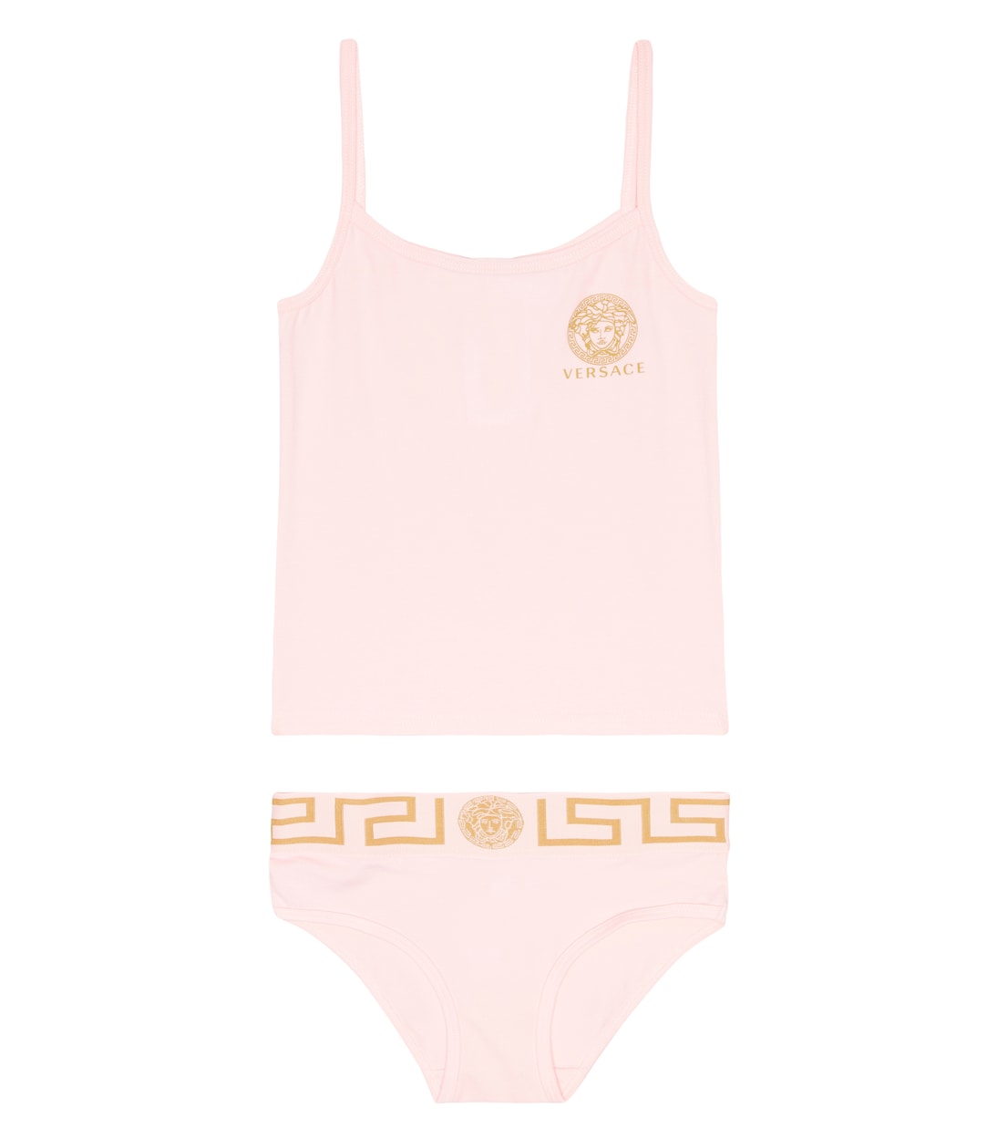 Комплект из майки и трусов Greca Border из джерси Versace Kids, English Rose
Комплект из майки и трусов Greca Border из джерси Versace Kids, English Rose
