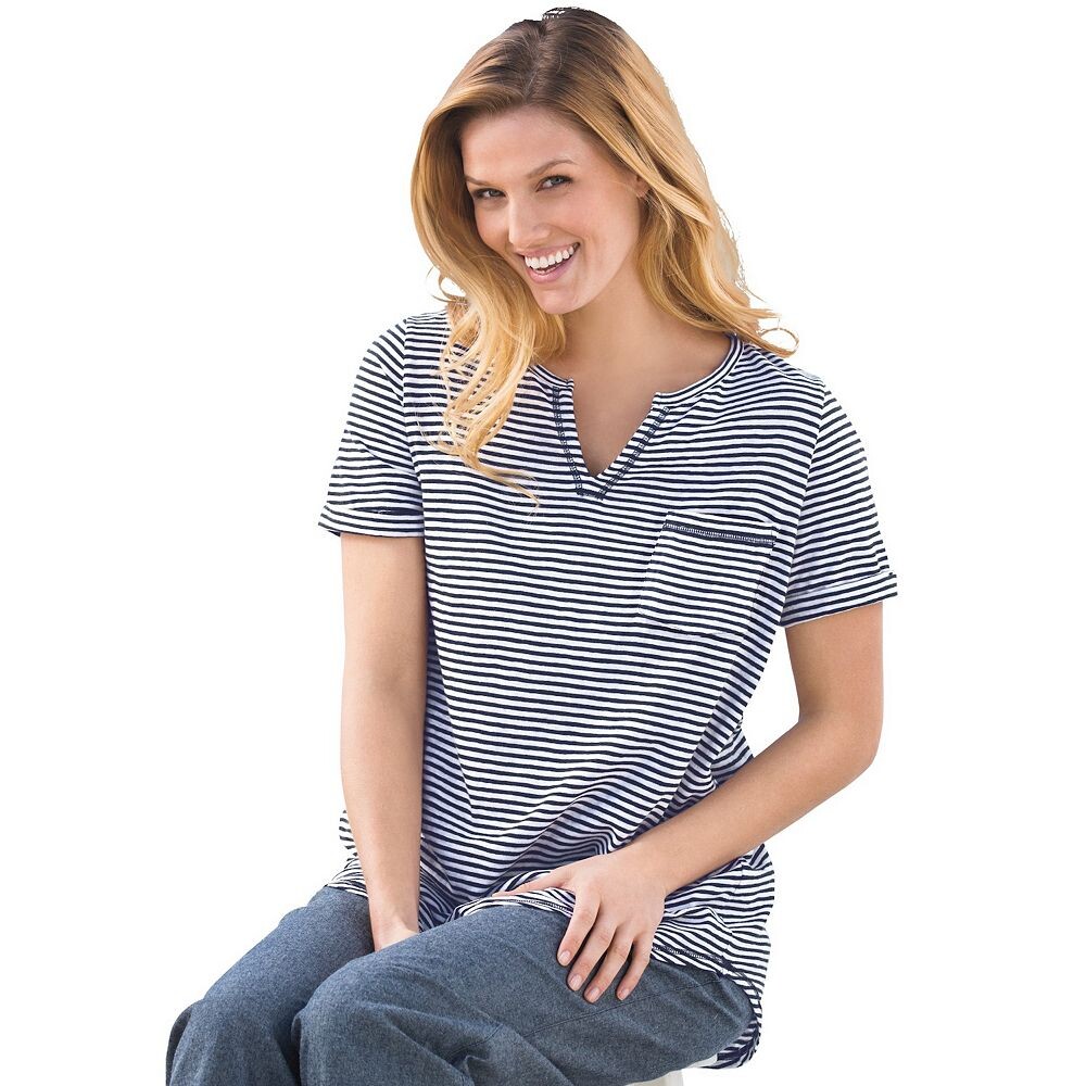 Женская футболка больших размеров с короткими рукавами и вырезом в горловине Woman Within, цвет Navy Stripe
Женская футболка больших размеров с короткими рукавами и вырезом в горловине Woman Within, цвет Navy Stripe