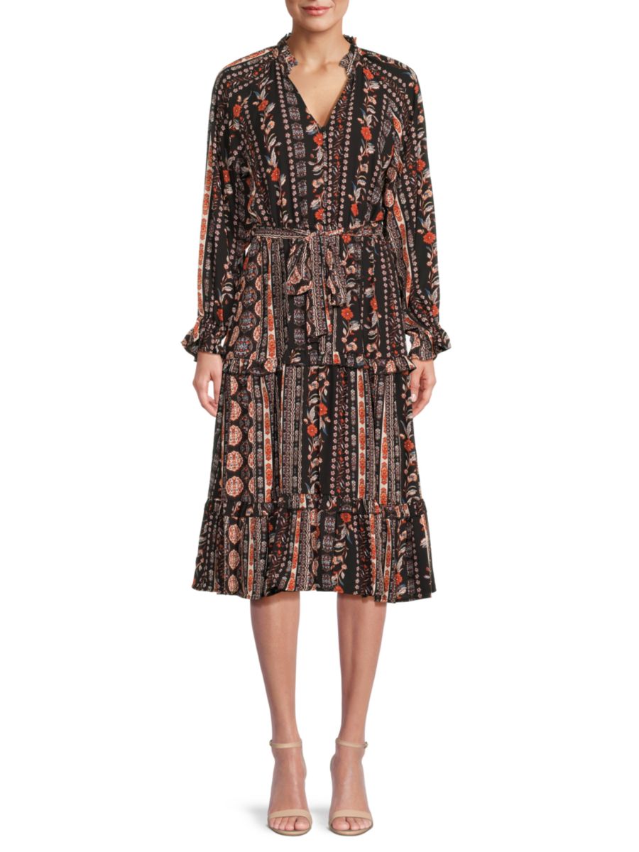 Платье миди с цветочным принтом и поясом T Tahari, черный мульти
Платье миди с цветочным принтом и поясом T Tahari, черный мульти