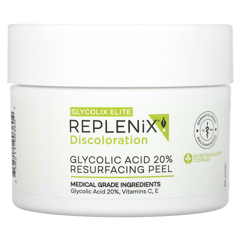 Replenix, Discoloration, Glycolix Elite, восстанавливающий пилинг с 20% гликолевой кислотой, 60 шт.
Replenix, Discoloration, Glycolix Elite, восстанавливающий пилинг с 20% гликолевой кислотой, 60 шт.