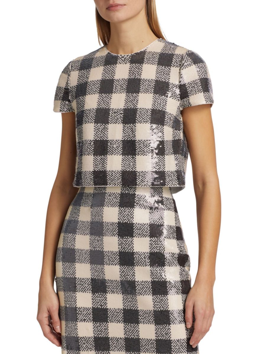 Укороченный топ Elena в клетку с пайетками Toccin, цвет Jet Ivory
Укороченный топ Elena в клетку с пайетками Toccin, цвет Jet Ivory