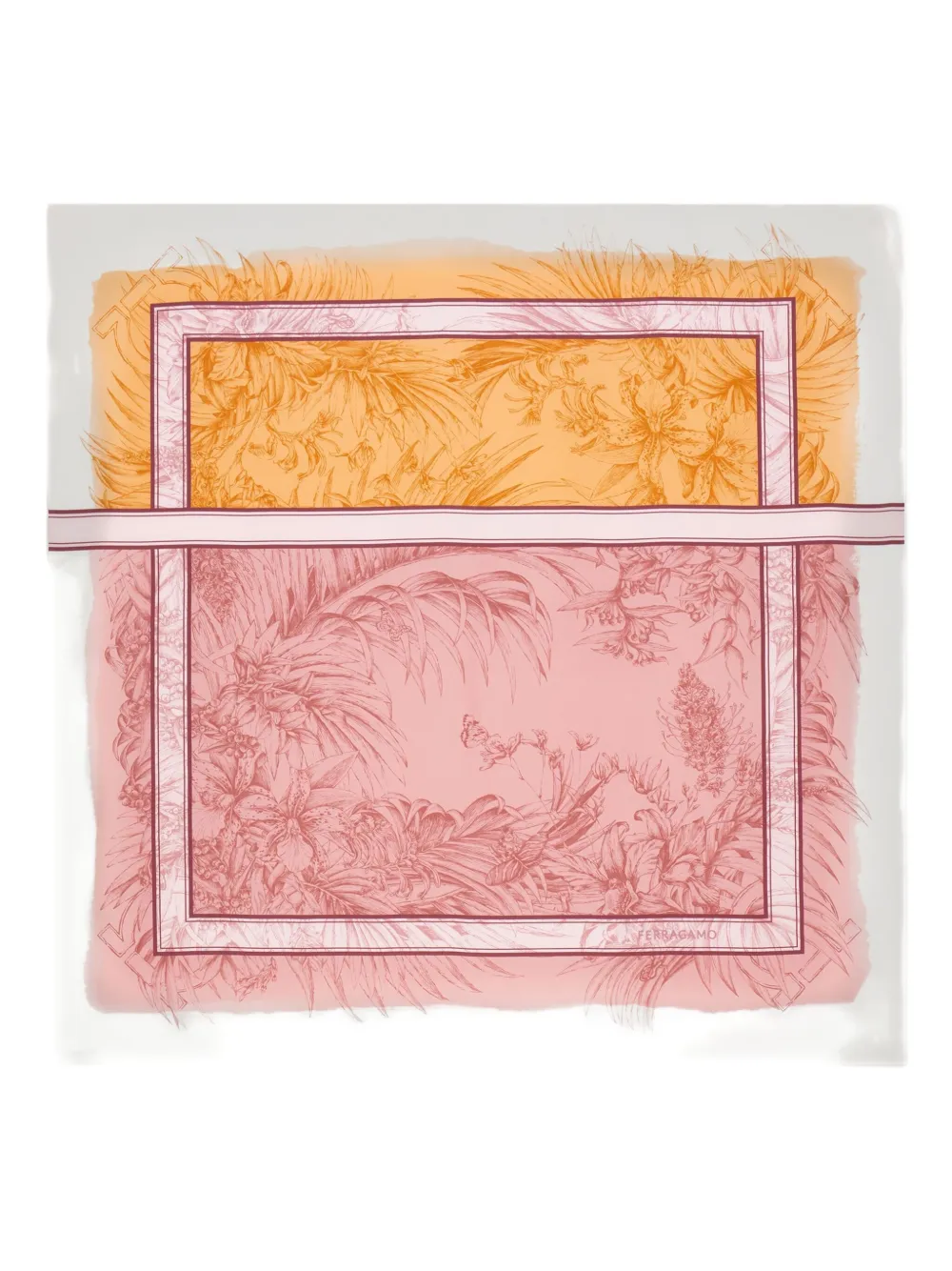 Шелковый шарф с цветочным принтом Ferragamo, розовый
Шелковый шарф с цветочным принтом Ferragamo, розовый