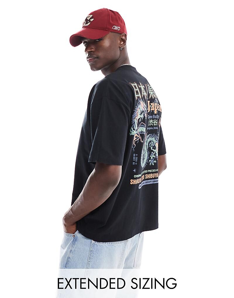 ASOS DESIGN – Черная футболка оверсайз с принтом на спине
ASOS DESIGN – Черная футболка оверсайз с принтом на спине