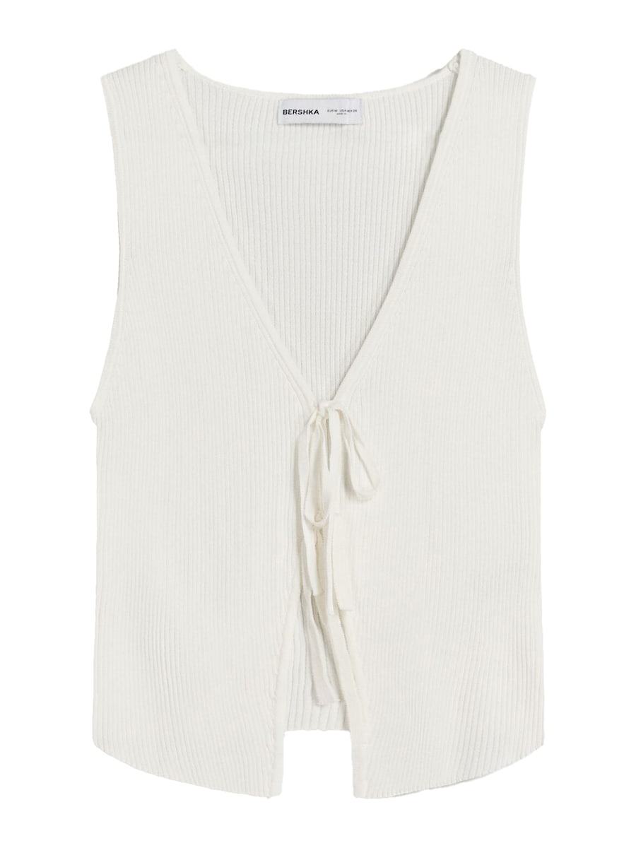 Вязаный топ Bershka, белый
Вязаный топ Bershka, белый