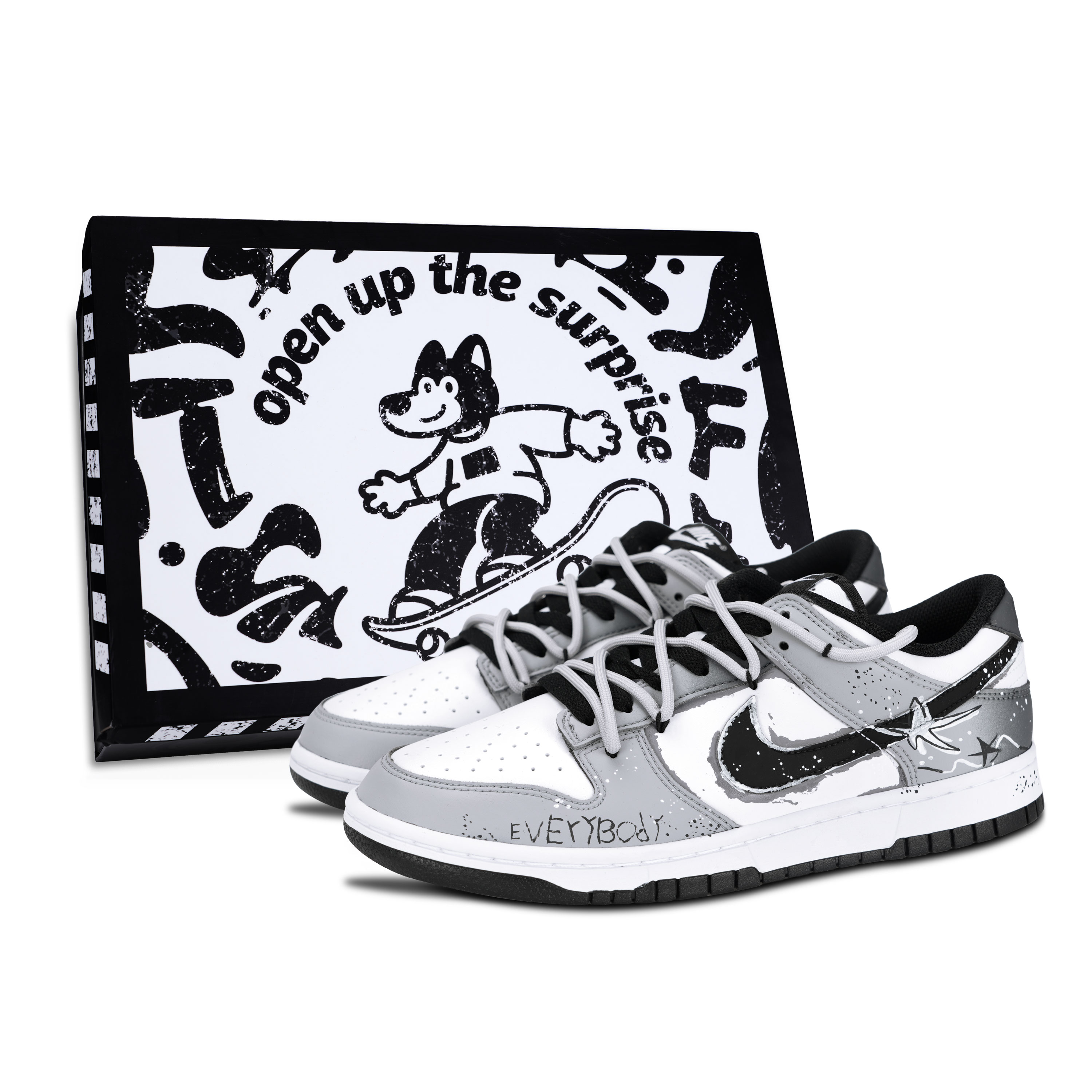 Nike Dunk Black White, Flying Star устойчивые к истиранию и скольжению низкие кроссовки для скейтбординга Unisex Gray
Nike Dunk Black White, Flying Star устойчивые к истиранию и скольжению низкие кроссовки для скейтбординга Unisex Gray