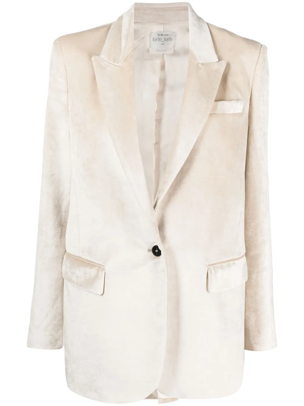 Однобортный бархатный блейзер Forte Forte, слоновая кость
Однобортный бархатный блейзер Forte Forte, слоновая кость