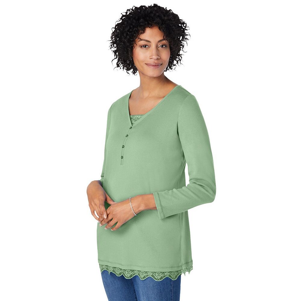 Женщина в женской многослойной футболке с кружевной отделкой больших размеров Woman Within, цвет Sage
Женщина в женской многослойной футболке с кружевной отделкой больших размеров Woman Within, цвет Sage