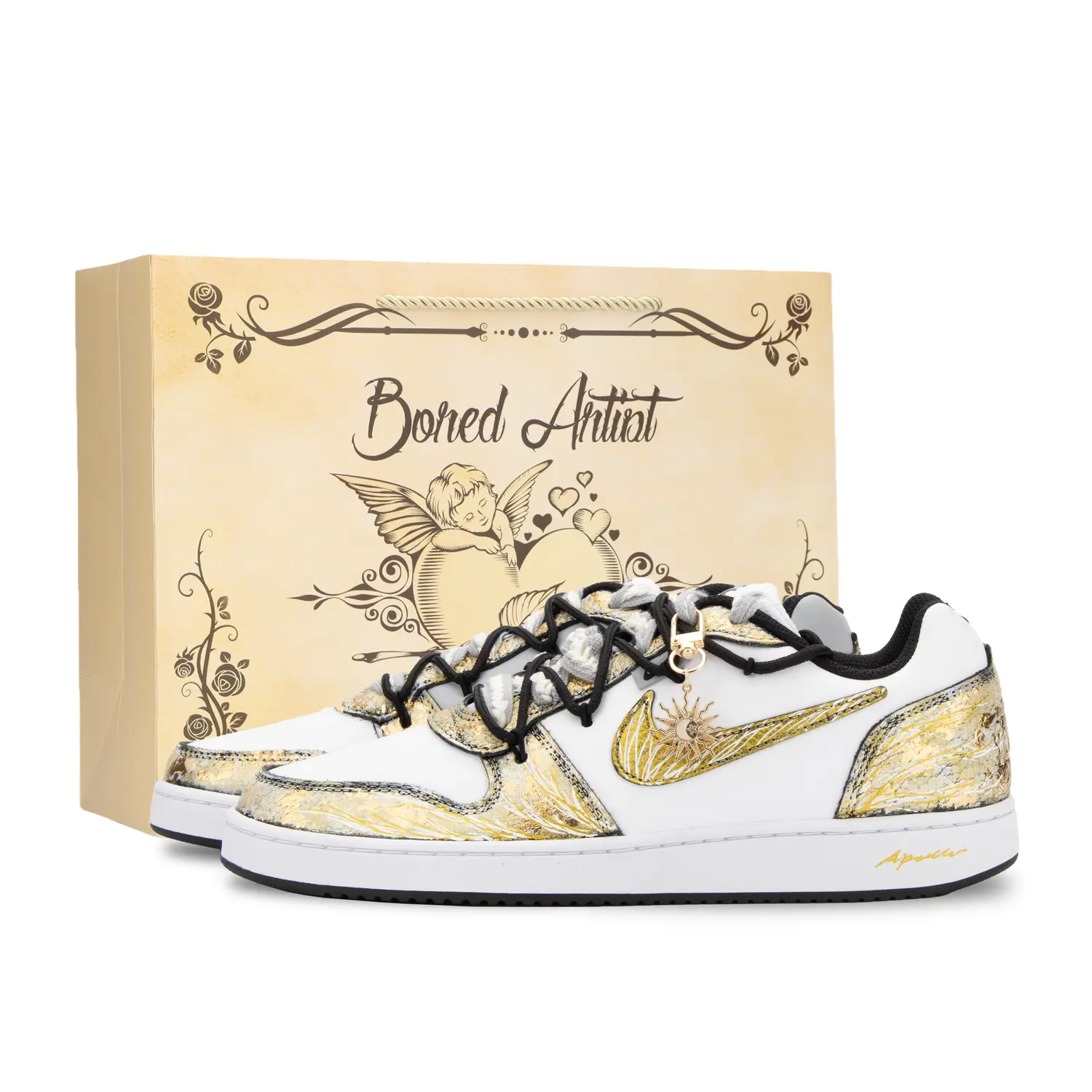 Nike Кроссовки для скейтбординга EBERNON Apollo, The Sun God, устойчивые к истиранию, мужские, низкие, Black Gold White
Nike Кроссовки для скейтбординга EBERNON Apollo, The Sun God, устойчивые к истиранию, мужские, низкие, Black Gold White