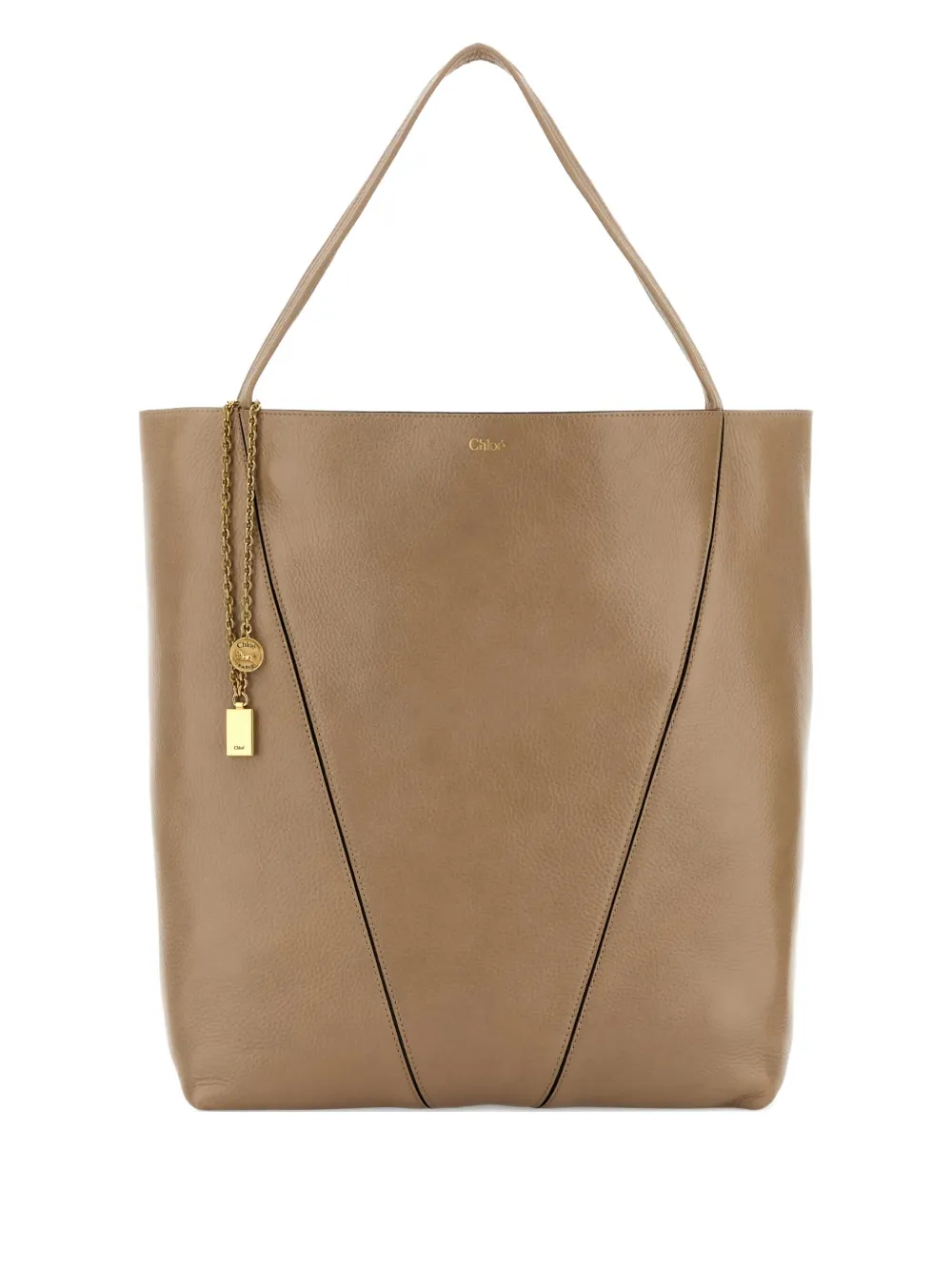 Большая кожаная сумка-тоут Spin V-образной формы CHLOÉ, коричневый
Большая кожаная сумка-тоут Spin V-образной формы CHLOÉ, коричневый