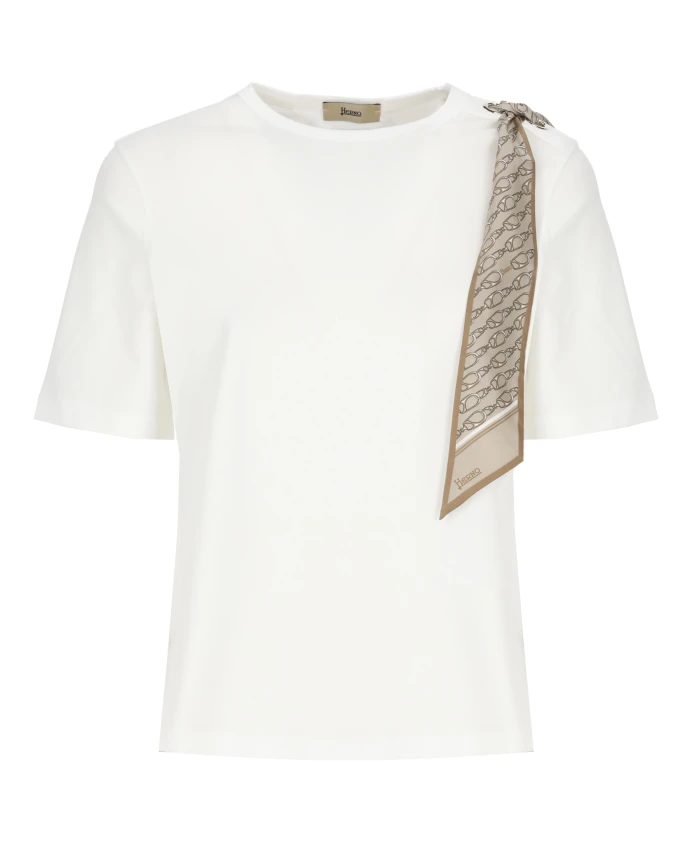 Хлопковая футболка с шарфом и логотипом. Herno, белый
Хлопковая футболка с шарфом и логотипом. Herno, белый