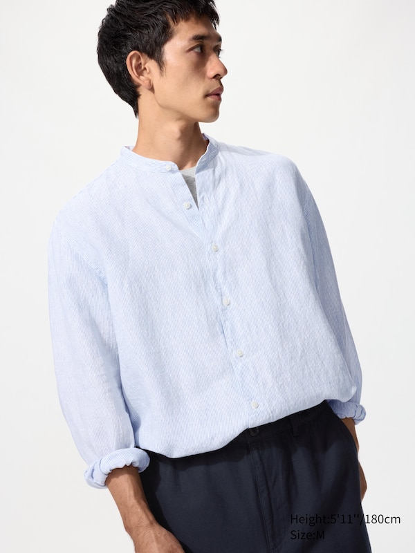 Льняная рубашка со стойкой (в полоску) Uniqlo, 62 blue
Льняная рубашка со стойкой (в полоску) Uniqlo, 62 blue