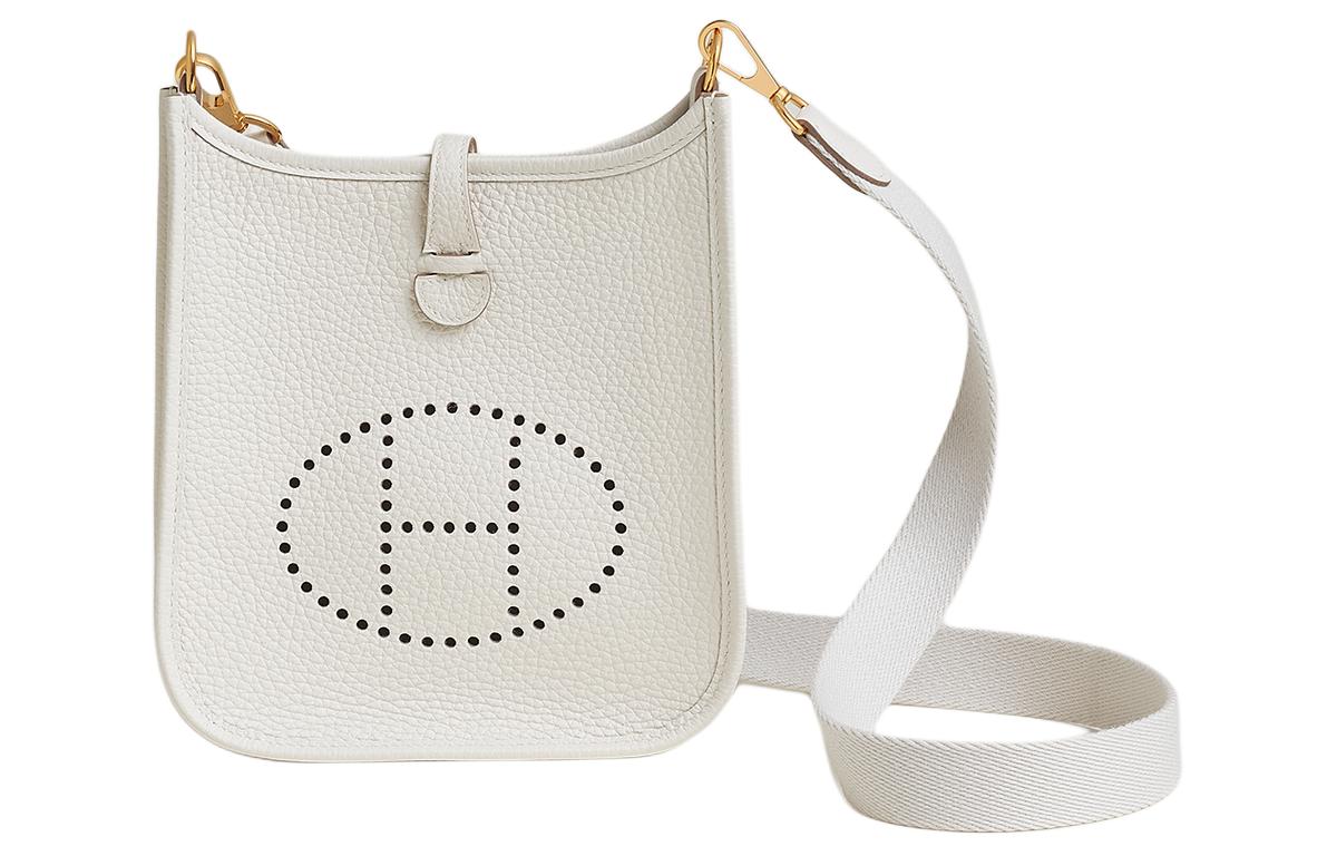 Сумка через плечо Evelyne Clemence из телячьей кожи мини женская кремово-серая HERMES 
Сумка через плечо Evelyne Clemence из телячьей кожи мини женская кремово-серая HERMES