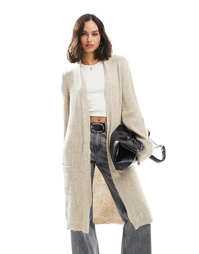 Удлиненный открытый кардиган светло-бежевого цвета ONLY
Удлиненный открытый кардиган светло-бежевого цвета ONLY