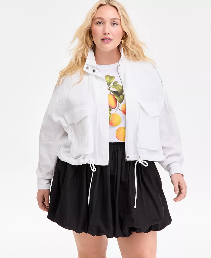 Укороченная утилитарная куртка на пуговицах с затягивающимся низом больших размеров On 34th, белый
Укороченная утилитарная куртка на пуговицах с затягивающимся низом больших размеров On 34th, белый