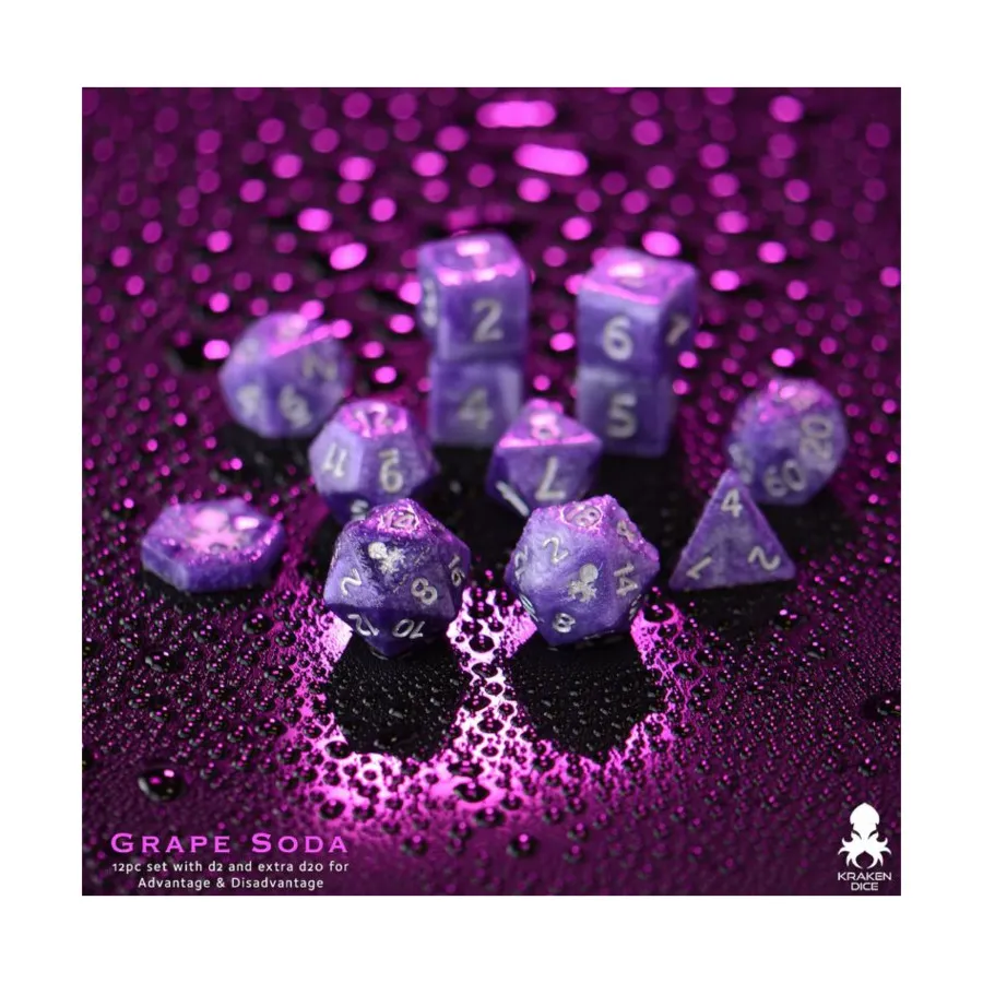 Набор Poly — виноградная газировка с серебром (12), Poly Sets - Assorted (Kraken Dice)
Набор Poly — виноградная газировка с серебром (12), Poly Sets - Assorted (Kraken Dice)