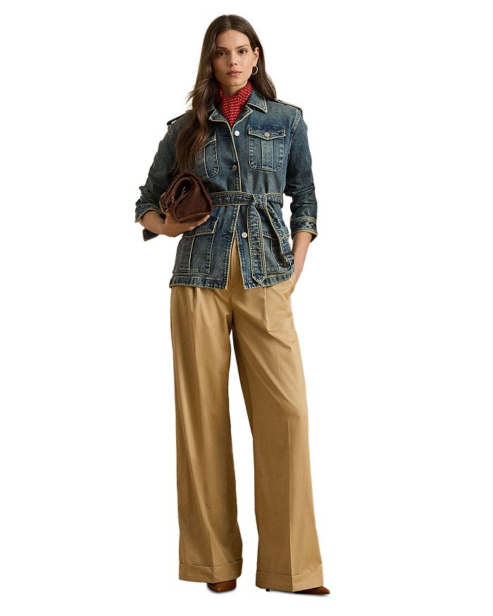 Широкие брюки с плиссировкой из хлопкового твила Ralph Lauren, коричневый/бежевый
Широкие брюки с плиссировкой из хлопкового твила Ralph Lauren, коричневый/бежевый